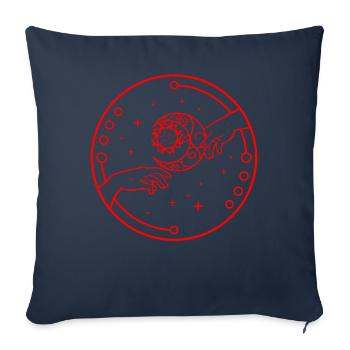 Création esthétique bohème d’Adam Soleil et Lune - Housse de coussin décorative 45 x 45 cm - bleu marine - Devant