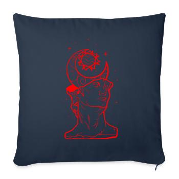 Bohème Esthétique David Statue Soleil et Lune - Housse de coussin décorative 45 x 45 cm - bleu marine - Devant