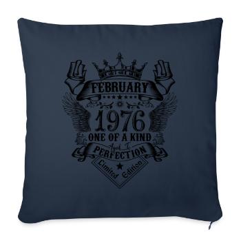 Anniversaire Février 1976 né en Février 1976 - Housse de coussin décorative 45 x 45 cm - bleu marine - Devant