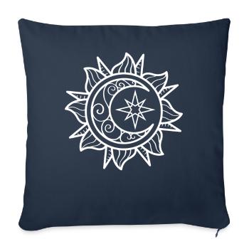 Bohemian Aesthetic Sun and Moon - Sofa pillowcase 17,3'' x 17,3'' (45 x 45 cm) - navy - Front