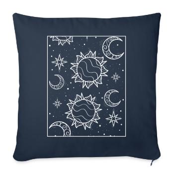 Bohemian Aesthetic Sun and Moon Pattern - Sofa pillowcase 17,3'' x 17,3'' (45 x 45 cm) - navy - Front