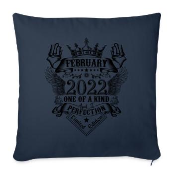 Anniversaire Février 2022 né en Février 2022 - Housse de coussin décorative 45 x 45 cm - bleu marine - Devant