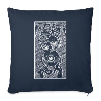 Art Academia Esthétique Squelette Bizarre Globes oculaires - Housse de coussin décorative 45 x 45 cm - bleu marine - Devant