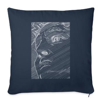 Art Academia Esthétique David Face Michelangelo - Housse de coussin décorative 45 x 45 cm - bleu marine - Devant