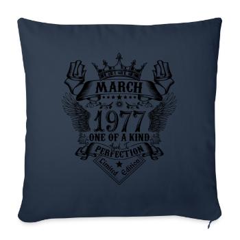 Anniversaire Mars 1977 né en Mars 1977 - Housse de coussin décorative 45 x 45 cm - bleu marine - Devant