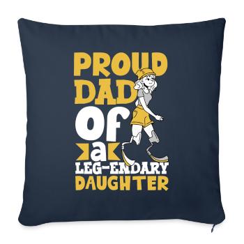 Proud father - prosthetic leg - Sofa pillowcase 17,3'' x 17,3'' (45 x 45 cm) - navy - Front