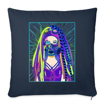 Cyber Aesthetic Anime Girl Cyber Goth - Sofa pillowcase 17,3'' x 17,3'' (45 x 45 cm) - navy - Front