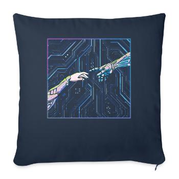 Cyber Esthétique Cyborg Création D’Adam - Housse de coussin décorative 45 x 45 cm - bleu marine - Devant