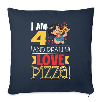 I'm 4 - Girls Pizza - Sofa pillowcase 17,3'' x 17,3'' (45 x 45 cm) - navy - Front