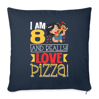 I'm 8 - Girls Pizza - Sofa pillowcase 17,3'' x 17,3'' (45 x 45 cm) - navy - Front