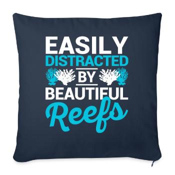 Drôle de biologiste marin Récif corallien - Housse de coussin décorative 45 x 45 cm - bleu marine - Devant