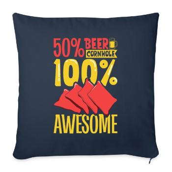 50 percent beer - 50 percent cornhole - Sofa pillowcase 17,3'' x 17,3'' (45 x 45 cm) - navy - Front