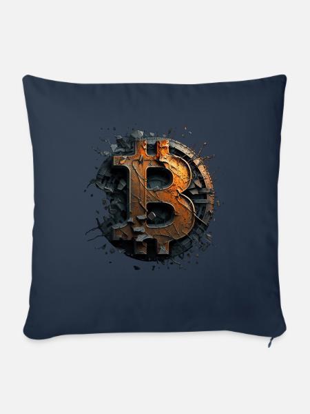 Bitcoin Design für BTC Fans - Sofakissenbezug 45 x 45 cm - Navy