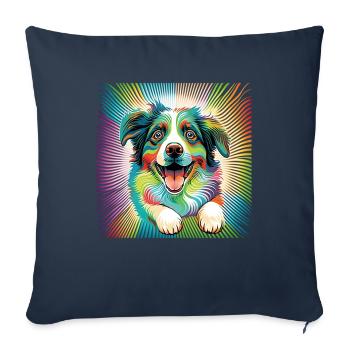 Chiens Berger australien amoureux des chiens Aussie - Housse de coussin décorative 45 x 45 cm - bleu marine - Devant