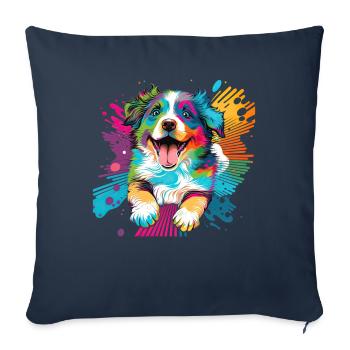 Chiens Berger australien amoureux des chiens Aussie - Housse de coussin décorative 45 x 45 cm - bleu marine - Devant