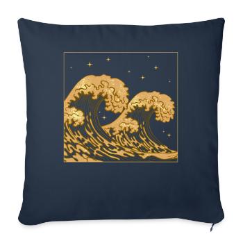 Boujee Aesthetic Great Wave Off Kanagawa Bougie - Sofa pillowcase 17,3'' x 17,3'' (45 x 45 cm) - navy - Front