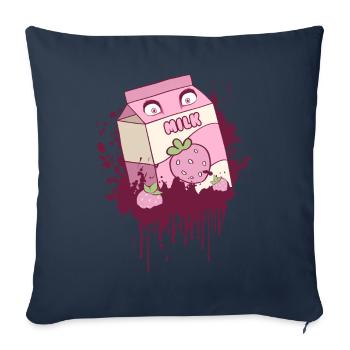 Goutte à goutte de lait de fraise gothique gothique finlandais - Housse de coussin décorative 45 x 45 cm - bleu marine - Devant