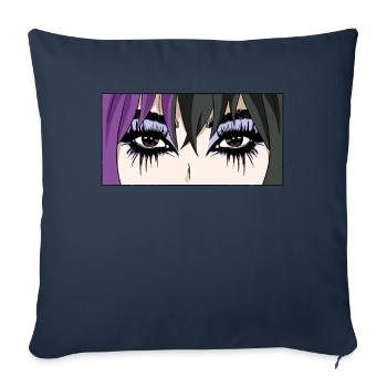 Finlandais Goth Esthétique gothique Anime Girl Eyes - Housse de coussin décorative 45 x 45 cm - bleu marine - Devant