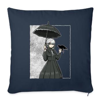 Finlandais Goth Esthétique Gothique Anime Fille Goth - Housse de coussin décorative 45 x 45 cm - bleu marine - Devant