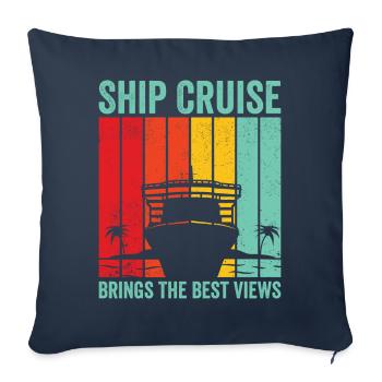 Drôle de croiseur de croisière Bateau de croisière rétro - Housse de coussin décorative 45 x 45 cm - bleu marine - Devant