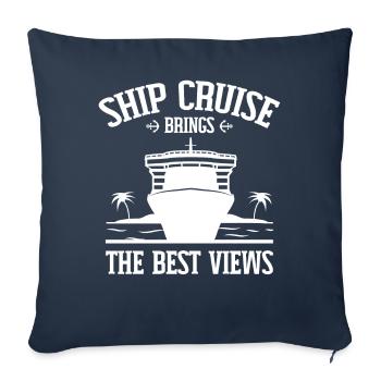 Drôle de croisière Bateau de croisière Bateau de croisière - Housse de coussin décorative 45 x 45 cm - bleu marine - Devant