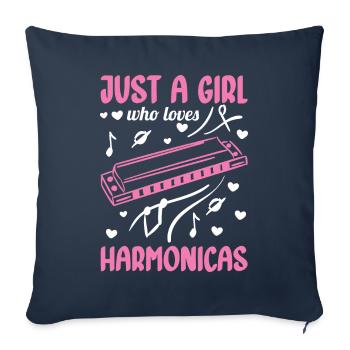 Just a girl who loves the harmonica Mundh - Sofa pillowcase 17,3'' x 17,3'' (45 x 45 cm) - navy - Front