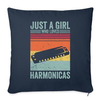 Just A Girl Who Loves Harmonicas Harmonicist Retro - Sofa pillowcase 17,3'' x 17,3'' (45 x 45 cm) - navy - Front
