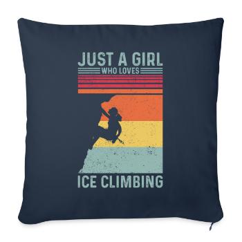 Juste une fille qui aime l’escalade sur glace Escalade sur glace - Housse de coussin décorative 45 x 45 cm - bleu marine - Devant