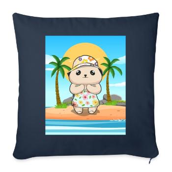 Coconut Girl Aesthetic Kawaii Bear Summer Beach - Sofa pillowcase 17,3'' x 17,3'' (45 x 45 cm) - navy - Front