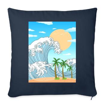 Coconut Girl Aesthetic Great Wave Off Kanagawa - Sofa pillowcase 17,3'' x 17,3'' (45 x 45 cm) - navy - Front