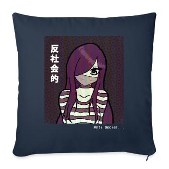 Cassette Futurisme Anime Fille Rétro Futurisme - Housse de coussin décorative 45 x 45 cm - bleu marine - Devant