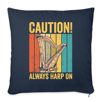 Harpiste Harpiste Rétro - Housse de coussin décorative 45 x 45 cm - bleu marine - Devant