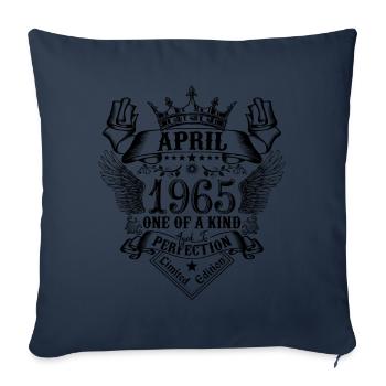 Anniversaire Avril 1965 né en Avril 1965 - Housse de coussin décorative 45 x 45 cm - bleu marine - Devant
