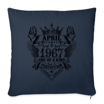Anniversaire Avril 1967 né en Avril 1967 - Housse de coussin décorative 45 x 45 cm - bleu marine - Devant