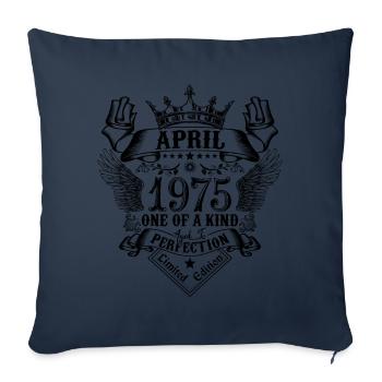 Anniversaire Avril 1975 né en Avril 1975 - Housse de coussin décorative 45 x 45 cm - bleu marine - Devant