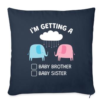 Obtenir un petit frère Bébé Sœur éléphant - Housse de coussin décorative 45 x 45 cm - bleu marine - Devant