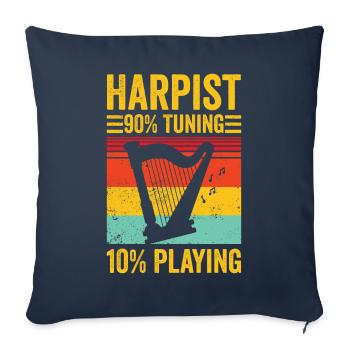 Harpiste Harpiste Rétro - Housse de coussin décorative 45 x 45 cm - bleu marine - Devant