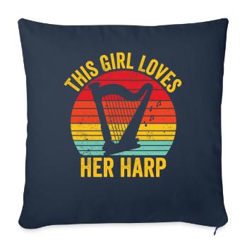 Harpist Harpist Retro - Sofa pillowcase 17,3'' x 17,3'' (45 x 45 cm) - navy - Front
