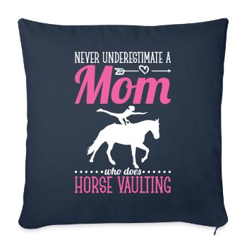 Drôle de maman de saut sportif équestre - Housse de coussin décorative 45 x 45 cm - bleu marine - Devant