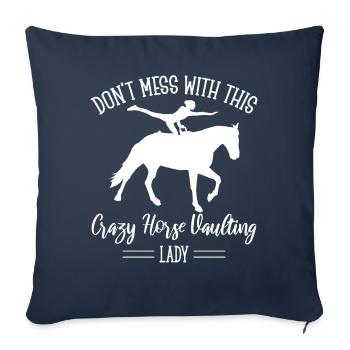 Voltige amusante sur le cheval - Housse de coussin décorative 45 x 45 cm - bleu marine - Devant