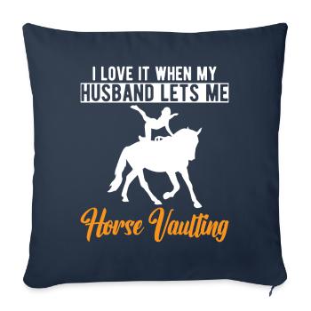 Drôle de cavalier Cheval Femme Sauteuse - Housse de coussin décorative 45 x 45 cm - bleu marine - Devant