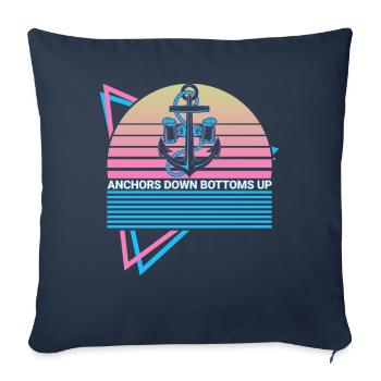 Promenade en bateau amusante rétro - Housse de coussin décorative 45 x 45 cm - bleu marine - Devant