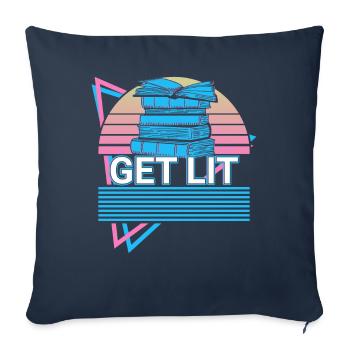 Livre drôle Lecture Littérature - Housse de coussin décorative 45 x 45 cm - bleu marine - Devant