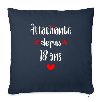 Femme Attachiante 18 ans Anniversaire Fille 18 ans - Housse de coussin décorative 45 x 45 cm - bleu marine - Devant