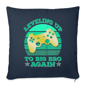 Leveling Up To Big Bro Again Tee - Cadeau - Housse de coussin décorative 45 x 45 cm - bleu marine - Devant