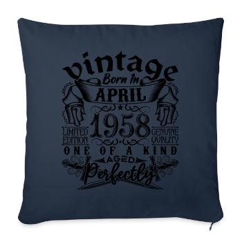 Anniversaire 1958 Avril 1958 ! né en Avril 1958 - Housse de coussin décorative 45 x 45 cm - bleu marine - Devant