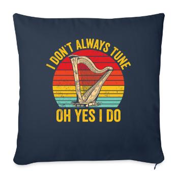 Harpiste Harpiste Rétro - Housse de coussin décorative 45 x 45 cm - bleu marine - Devant