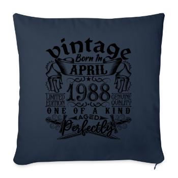 Anniversaire 1988 Avril 1988 ! né en Avril 1988 - Housse de coussin décorative 45 x 45 cm - bleu marine - Devant