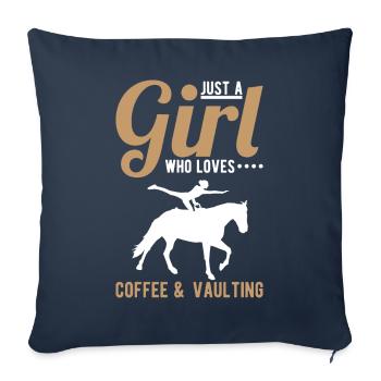 Juste une fille qui aime le café et la voltige - Housse de coussin décorative 45 x 45 cm - bleu marine - Devant