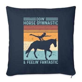 Drôle d’équitation saut rétro - Housse de coussin décorative 45 x 45 cm - bleu marine - Devant